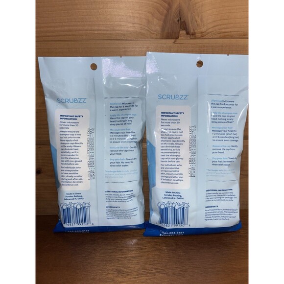 2 Scrubzz Rinse-Free Shampoo Caps Latex Free Elder Care Camping Post-Surgery New - Picture 2 of 3